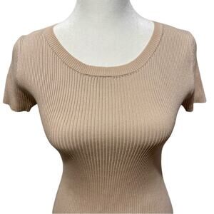 Cream Bodycon Short Sleeve Dress Medium